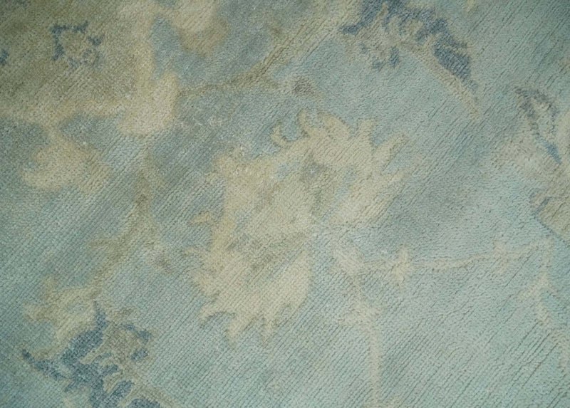 8x11 Hand Knotted Silver and Beige Traditional Wool Area Rug, Kids, Living Room and Bedroom Rug