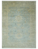8x11 Hand Knotted Silver and Beige Traditional Wool Area Rug, Kids, Living Room and Bedroom Rug