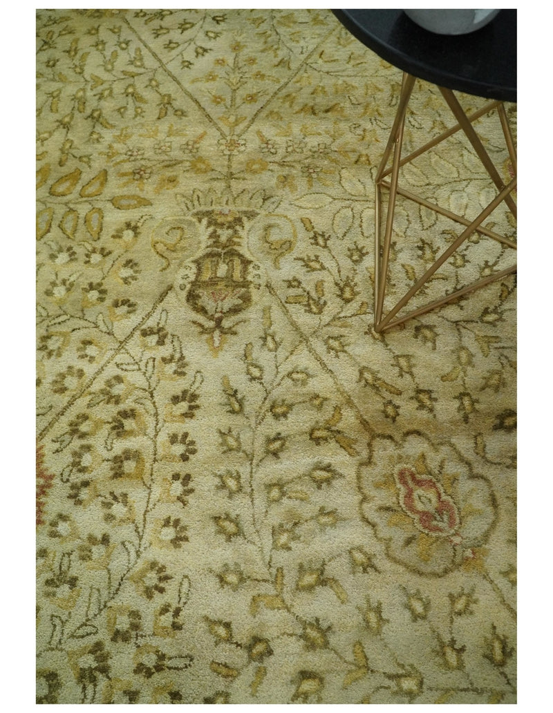 8x11 Vintage Persian Design Brown and Beige Hand Tufted Wool Area Rug | BAN4