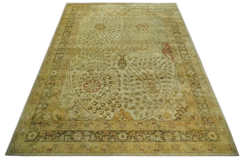 8x11 Vintage Persian Design Brown and Beige Hand Tufted Wool Area Rug | BAN4
