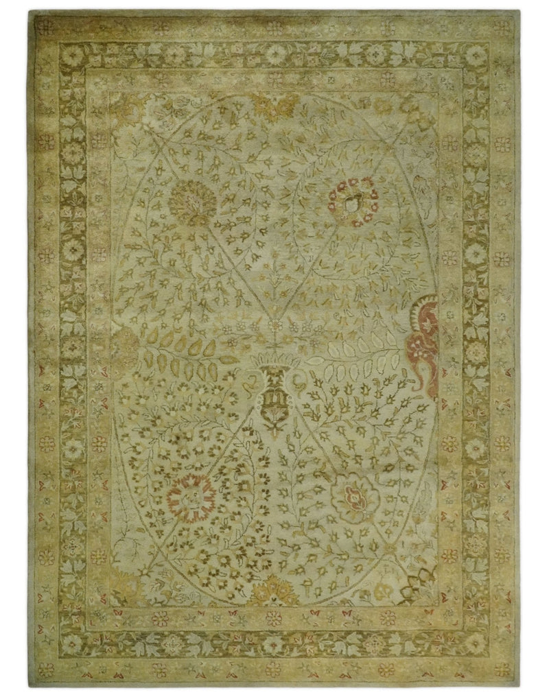 8x11 Vintage Persian Design Brown and Beige Hand Tufted Wool Area Rug | BAN4