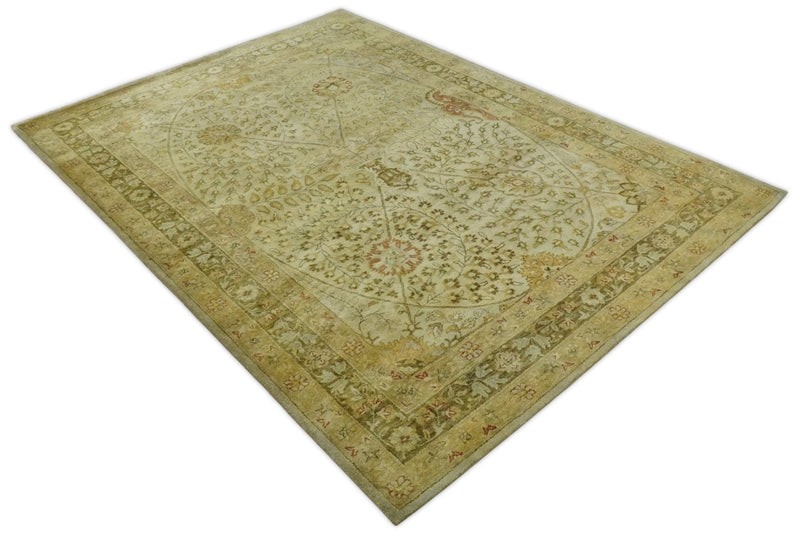 8x11 Vintage Persian Design Brown and Beige Hand Tufted Wool Area Rug | BAN4