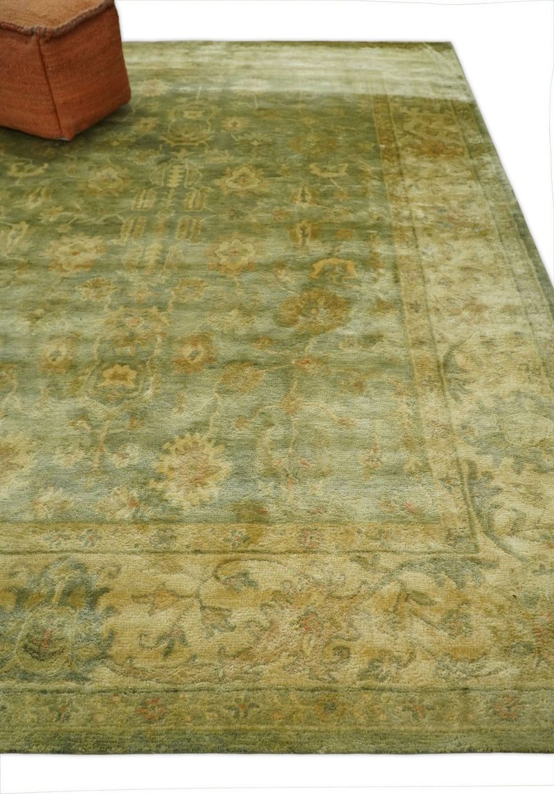 8x11 Vintage Persian Oushak Design Brown and Beige Antique Hand Tufted Wool Area Rug | BAN5