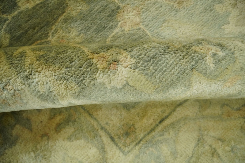 8x11 Vintage Persian Oushak Design Brown and Beige Antique Hand Tufted Wool Area Rug | BAN5