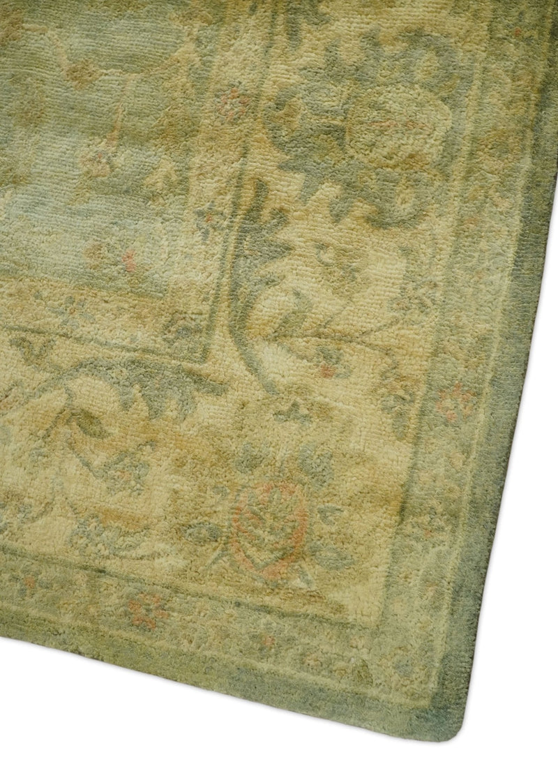 8x11 Vintage Persian Oushak Design Brown and Beige Antique Hand Tufted Wool Area Rug | BAN5