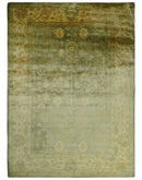 8x11 Vintage Persian Oushak Design Brown and Beige Antique Hand Tufted Wool Area Rug | BAN5