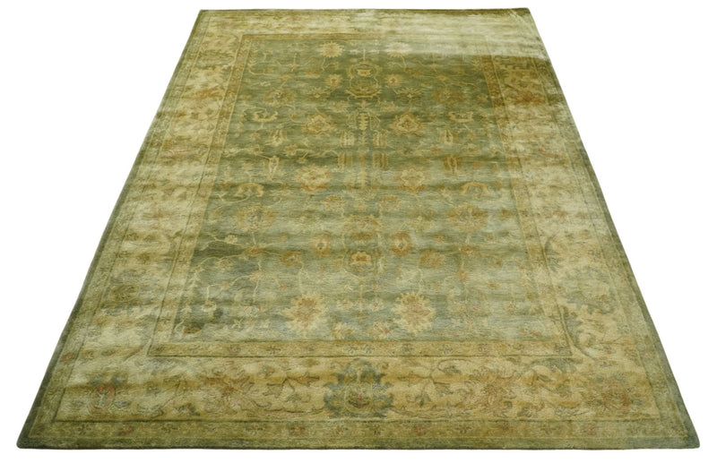 8x11 Vintage Persian Oushak Design Brown and Beige Antique Hand Tufted Wool Area Rug | BAN5