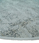 8x8 Round Beige, Gray and Charcoal Antique Finish, Vintage look, Art Silk Area Rug, Living Room Rug | TRDMM8