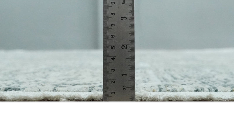 8x8 Round Beige, Gray and Charcoal Antique Finish, Vintage look, Art Silk Area Rug, Living Room Rug | TRDMM8