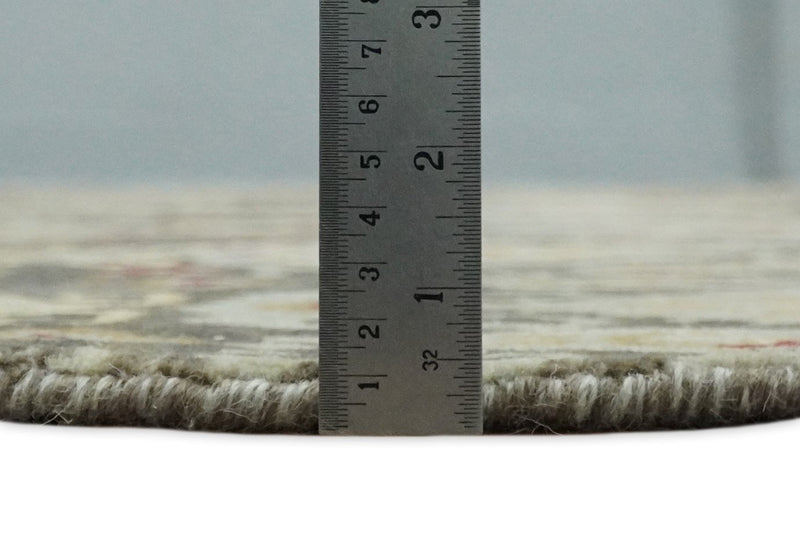 8x8 Round Fine Hand Knotted Brown and Beige Traditional Vintage Persian Style Antique Wool Rug | AGR48