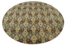 Brown Beige Gold Maroon Hand Knotted Wool Area Rug 8x8 Round Persian Vintage Style