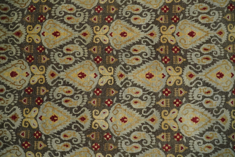 8x8 Round Fine Hand Knotted Brown and Beige Traditional Vintage Persian Style Antique Wool Rug | AGR48