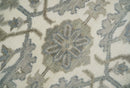 8x9 Hand Knotted Ivory and Silver Oriental Oushak Traditional Wool Area Rug