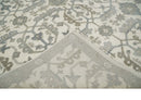 8x9 Hand Knotted Ivory and Silver Oriental Oushak Traditional Wool Area Rug