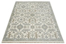 8x9 Hand Knotted Ivory and Silver Oriental Oushak Traditional Wool Area Rug