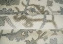 8x9 Hand Knotted Ivory and Silver Oriental Oushak Traditional Wool Area Rug