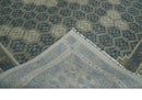 8x9.9 Gray, Ivory and Beige Honeycomb Traditional Hand Knotted Wool Area Rug