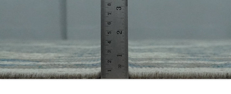 8x9.9 Gray, Ivory and Beige Honeycomb Traditional Hand Knotted Wool Area Rug