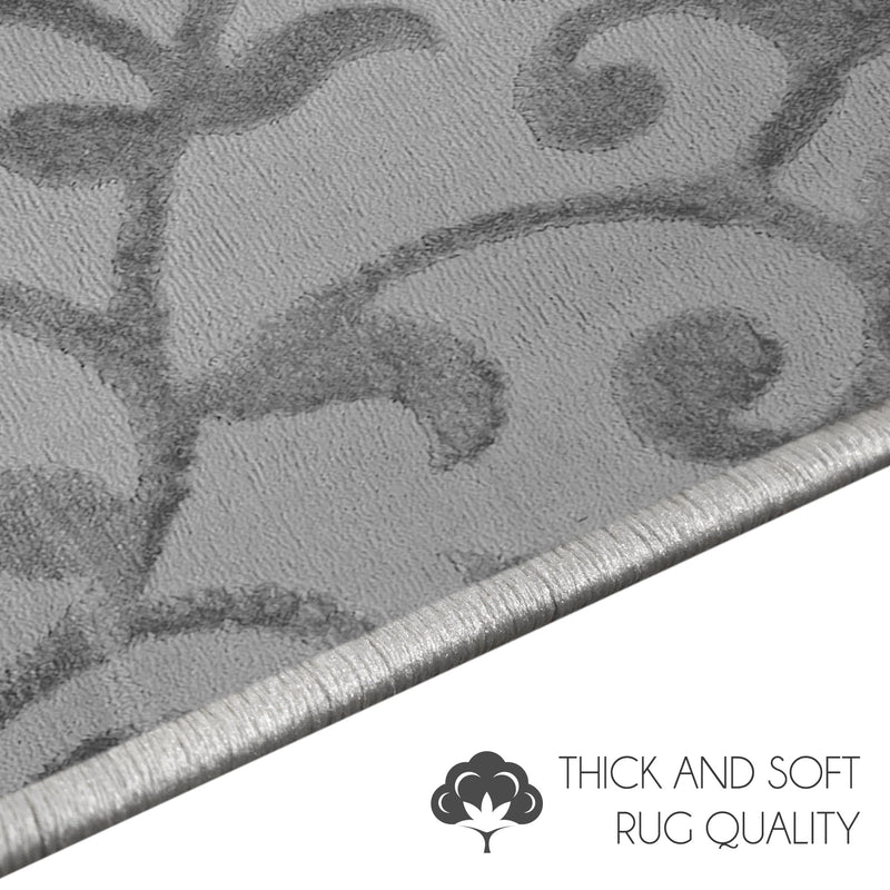 Sussex Home, Landing Rug, Slip Resistant Indoor Carpets Includes Adhesive Tape 2” x 3”-Floral Collection |Gray