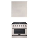 Akicon 36" Stainless Steel Range Hood with 600 CFM Insert & 6-Burner Gas Range Combo – Powerful Ventilation, Convection Oven, Multiple Finishes