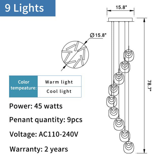 MIRODEMI® Creative LED chandelier for staircase, lobby, bedroom, stairwell