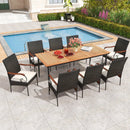 79 Inch Outdoor Dining Table and 8 Rattan-woven Dining Chairs with Acacia Wood Tabletop by DirectDeals