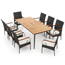 79 Inch Outdoor Dining Table and 8 Rattan-woven Dining Chairs with Acacia Wood Tabletop by DirectDeals