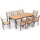9-Piece Patio Dining Set with 8 Wooden Armchairs by LJGDeals
