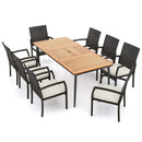 9-Piece Patio Dining Set with Umbrella Hole and 8 Rattan-woven Dining Chairs with Seat Cushions by LJGDeals