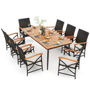 79 Inch Outdoor Acacia Wood Dining Table and 8 Rattan-woven Dining Chairs with Umbrella Hole by LJGDeals