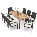 9-Piece Patio Dining Set with Umbrella Hole and 8 Rattan-woven Dining Chairs with Seat Cushions by LJGDeals
