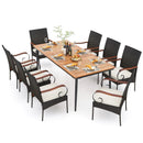 79 Inch Outdoor Dining Table and 8 Rattan-woven Dining Chairs with Acacia Wood Tabletop by LJGDeals