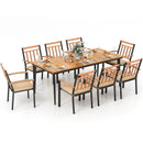9-Piece Patio Dining Set with 8 Wooden Armchairs by LJGDeals