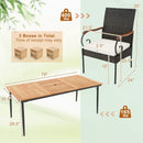 79 Inch Outdoor Dining Table and 8 Rattan-woven Dining Chairs with Acacia Wood Tabletop by LJGDeals