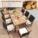 79 Inch Outdoor Acacia Wood Dining Table and 8 Rattan-woven Dining Chairs with Umbrella Hole by LJGDeals