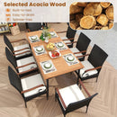 79 Inch Outdoor Dining Table and 8 Rattan-woven Dining Chairs with Acacia Wood Tabletop by DirectDeals