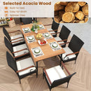 79 Inch Outdoor Dining Table and 8 Rattan-woven Dining Chairs with Acacia Wood Tabletop by LJGDeals