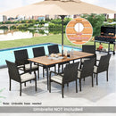 9-Piece Patio Dining Set with Umbrella Hole and 8 Rattan-woven Dining Chairs with Seat Cushions by LJGDeals
