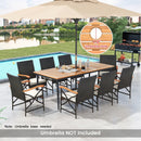 79 Inch Outdoor Acacia Wood Dining Table and 8 Rattan-woven Dining Chairs with Umbrella Hole by DirectDeals