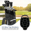9.5 Inch Lightweight Golf Cart Bag with 15 Way Top Dividers by DirectDeals