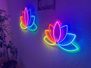 Lotus Flower Neon Metal Wall Art, Yoga Wall Decor