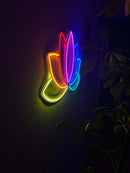Lotus Flower Neon Metal Wall Art, Yoga Wall Decor