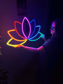 Lotus Flower Neon Metal Wall Art, Yoga Wall Decor