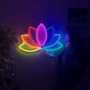 Lotus Flower Neon Metal Wall Art, Yoga Wall Decor