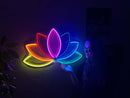 Lotus Flower Neon Metal Wall Art, Yoga Wall Decor