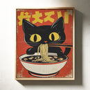 Retro Ramen Cat Poster – Japanese-Inspired Noodle Lover Wall Art