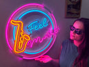 Feel Music Neon Metal Sign, Neon Wall Decor