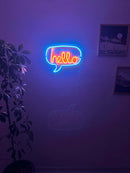 Hello Neon Metal Sign, Neon Wall Decor