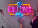 Good Vibes Only Love Neon Metal Sign, Neon Metal Wall Art