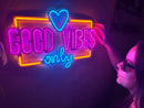 Good Vibes Only Love Neon Metal Sign, Neon Metal Wall Art